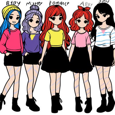 a group of five girls