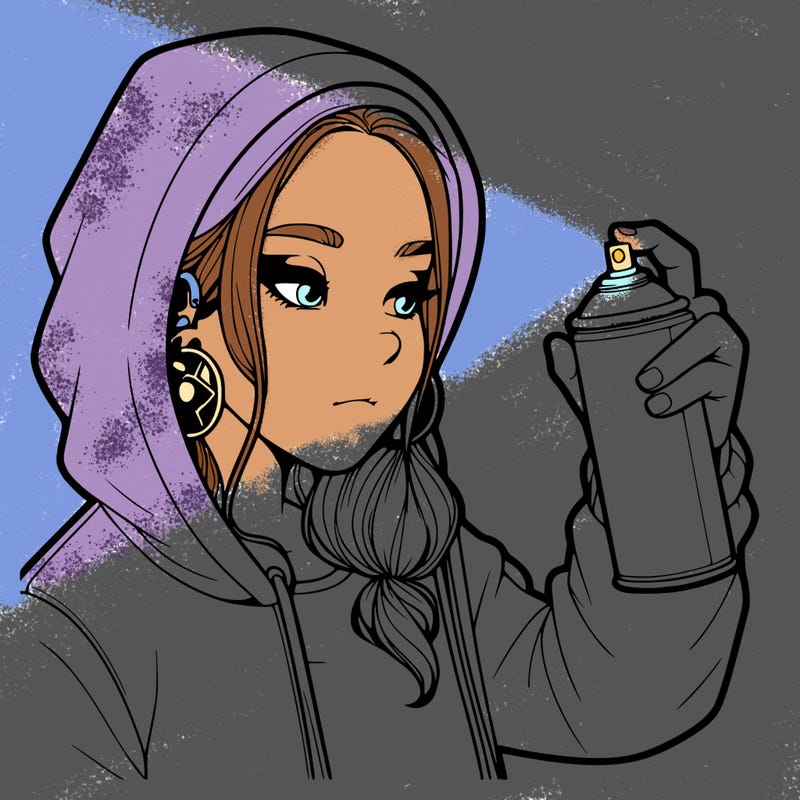 a realistic girl, spray painting