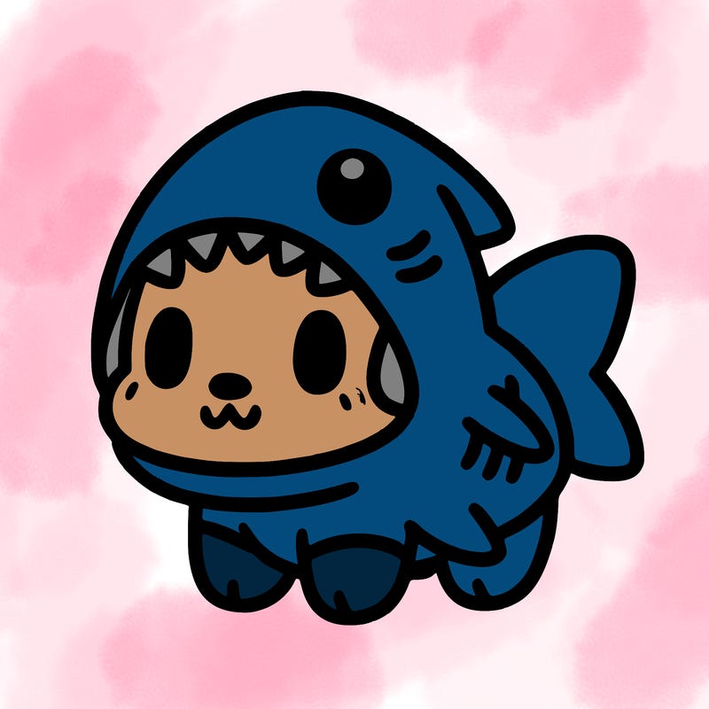 cute dog wearing a shark costume