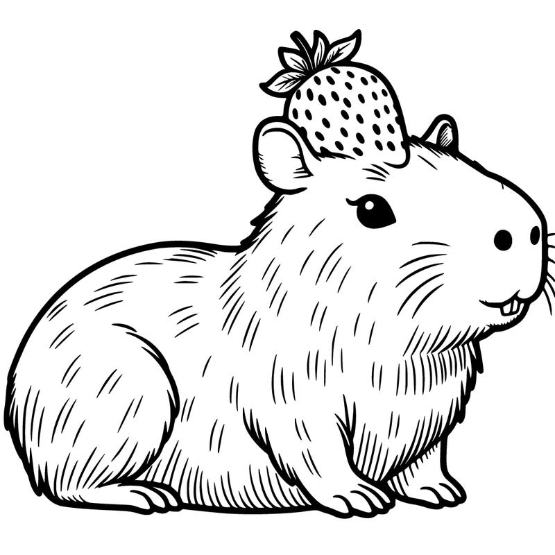 capybara with strawberry on the head