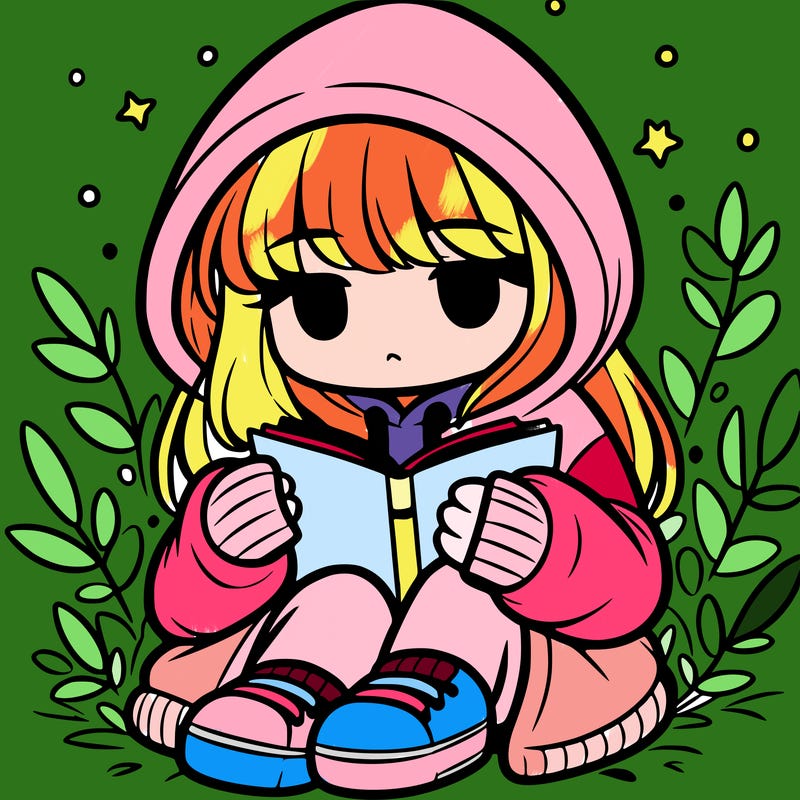 girl in oversized hoodie reading a book