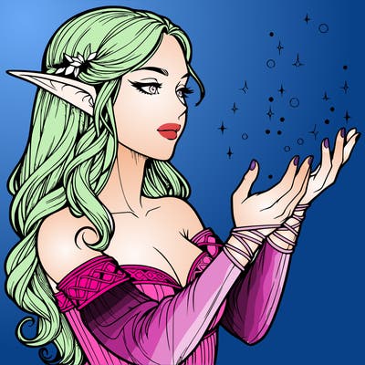 realistic elf girl doing magic