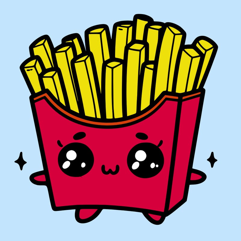 a cute. french fries