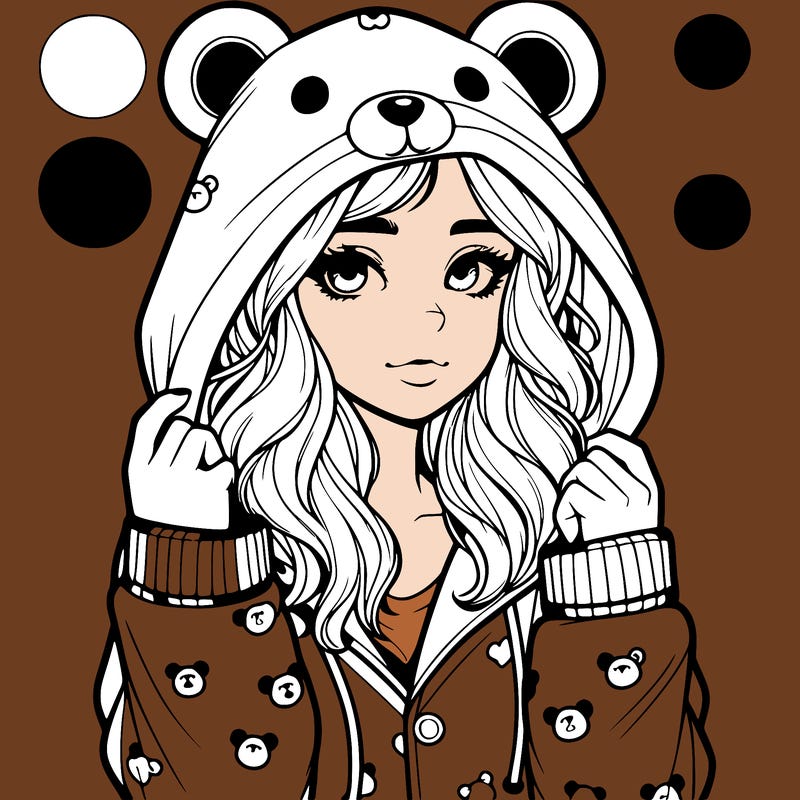 realistic girl in a animal pjs hoodie