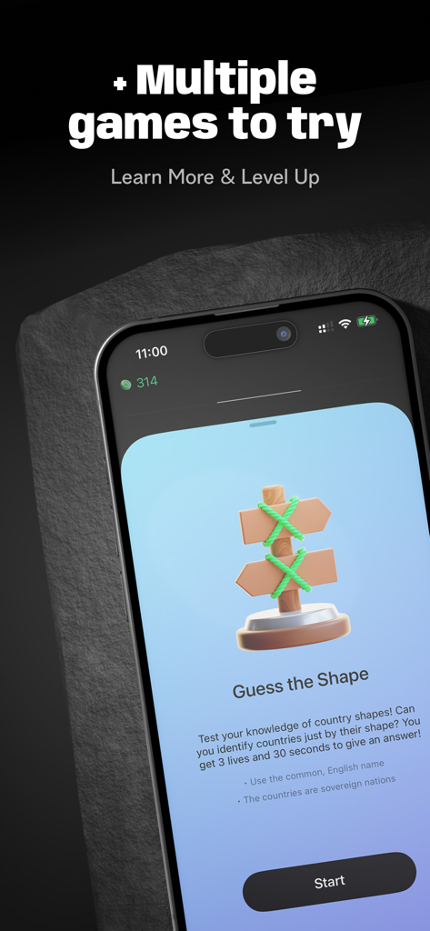 Mapfast - Guess the Country - Mapfast app screen for the Guess the Shape geography trivia game