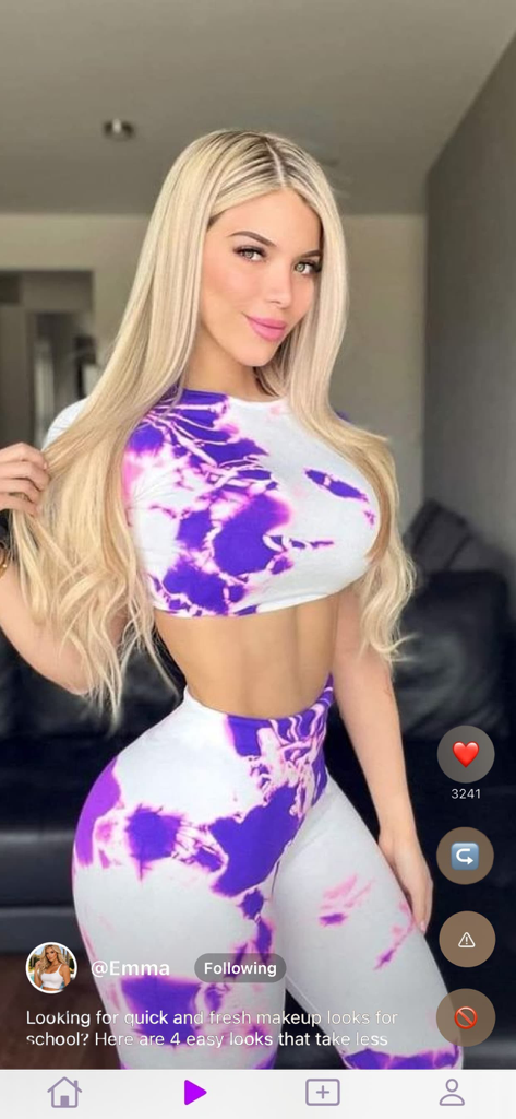 Enamr - A mobile screenshot of the Enamr app showing a beauty creator sharing a quick makeup tutorial for school in a vertical video feed.