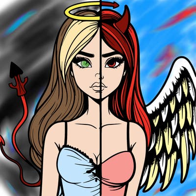devil vs angel realistic girl