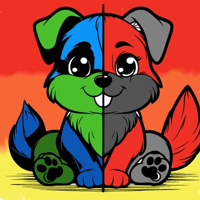 realistic dog cute split