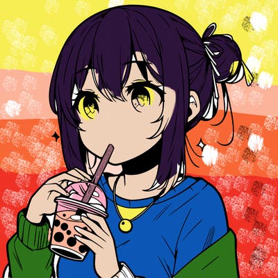 manga character drinking boba