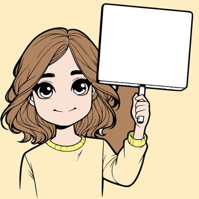 realistic girl holding up a sign