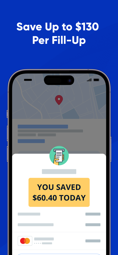 Mudflap - Mudflap app on a smartphone showing a 60 dollar savings notification on diesel fuel.