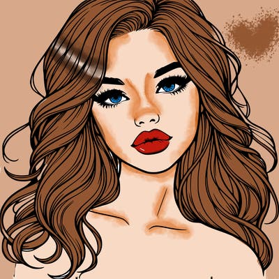 realistic girl with hair and lips