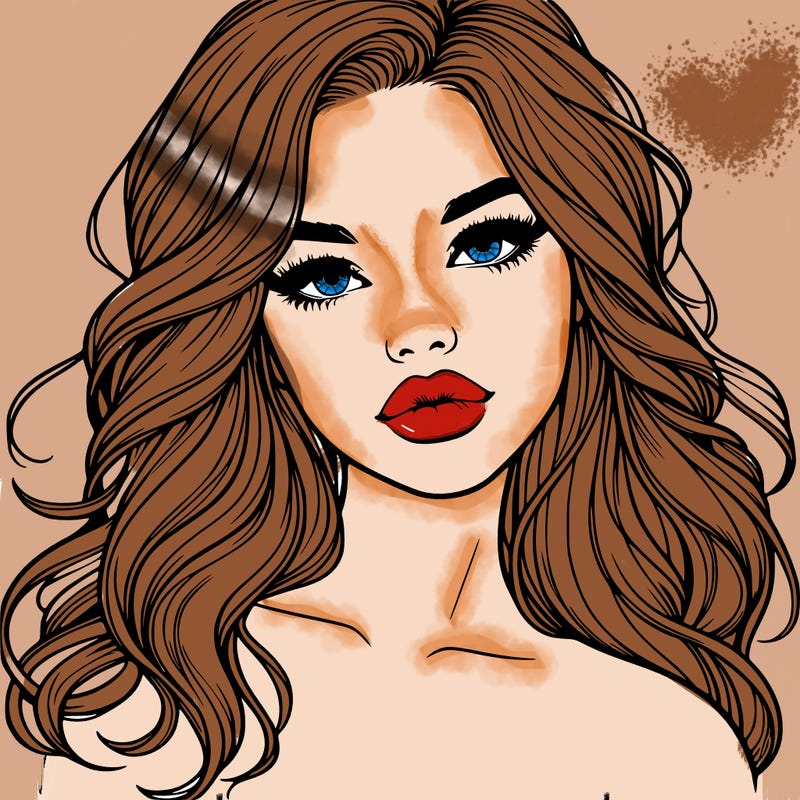 realistic girl with hair and lips