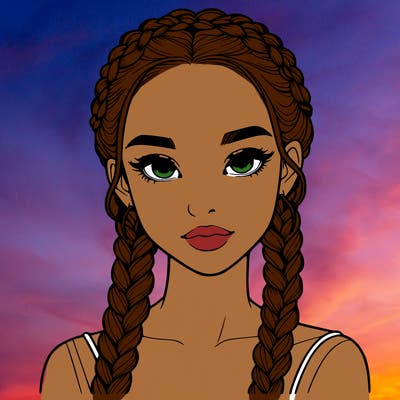 realistic girl with braids