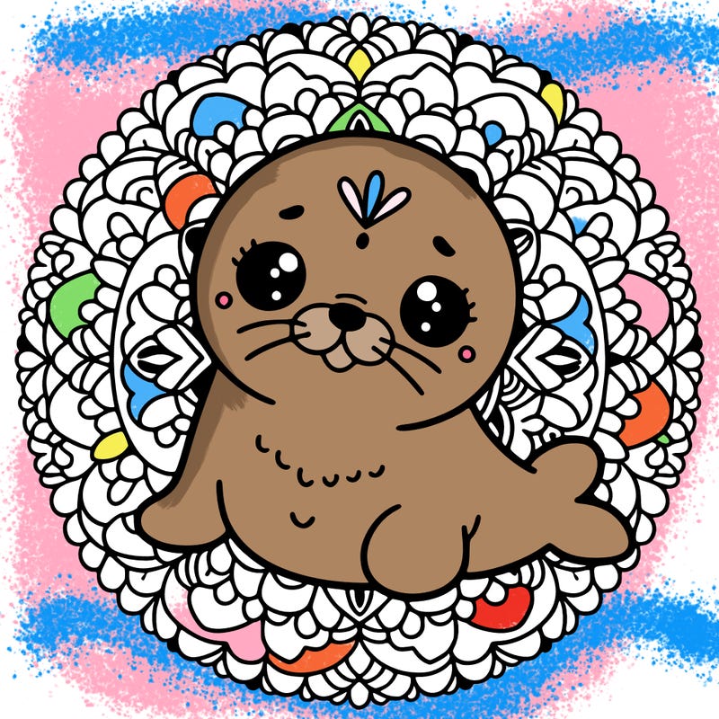 a cute baby seal mandala