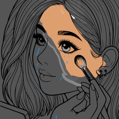 a realistic girl doing her makeup