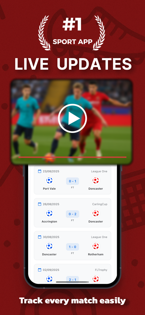 Streameast : Live Sports App - Streameast app interface showing live soccer scores and match history updates