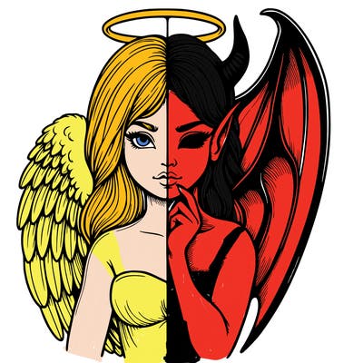 realistic angel half demon