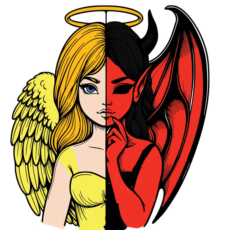 realistic angel half demon