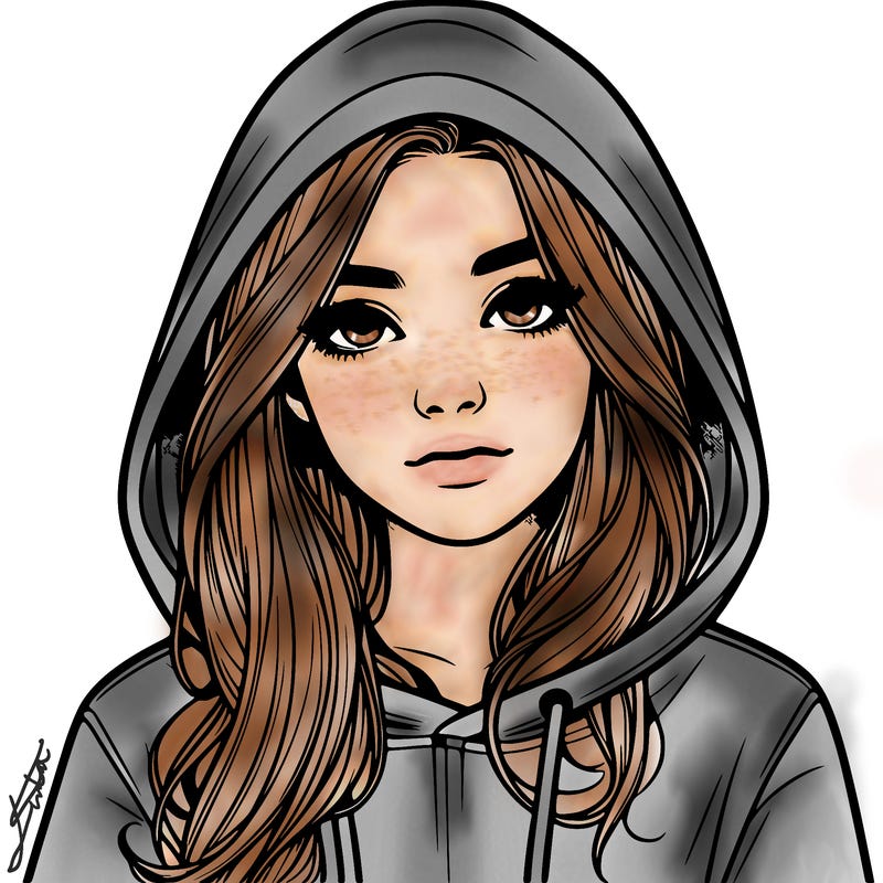 realistic girl with a hoodie