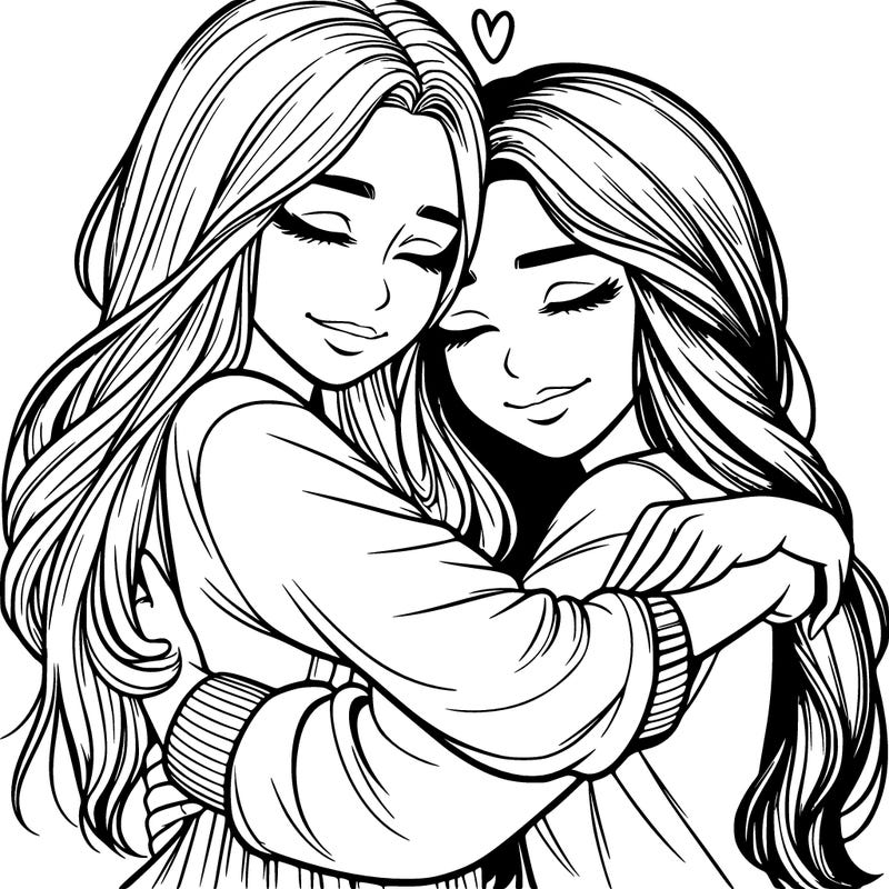 realistic girls hugging