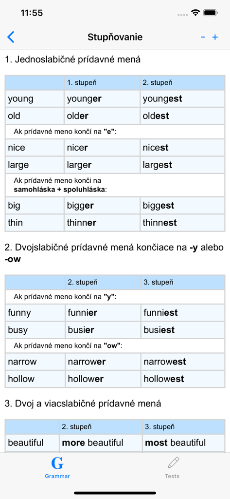 A guide to comparing English adjectives written in Slovak