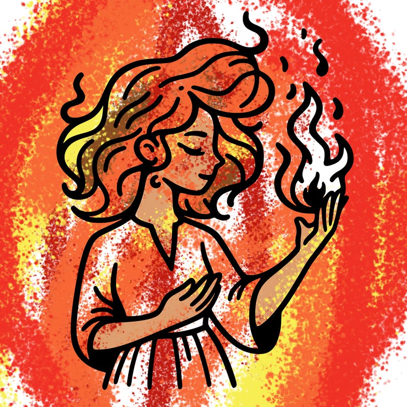 woman with fire