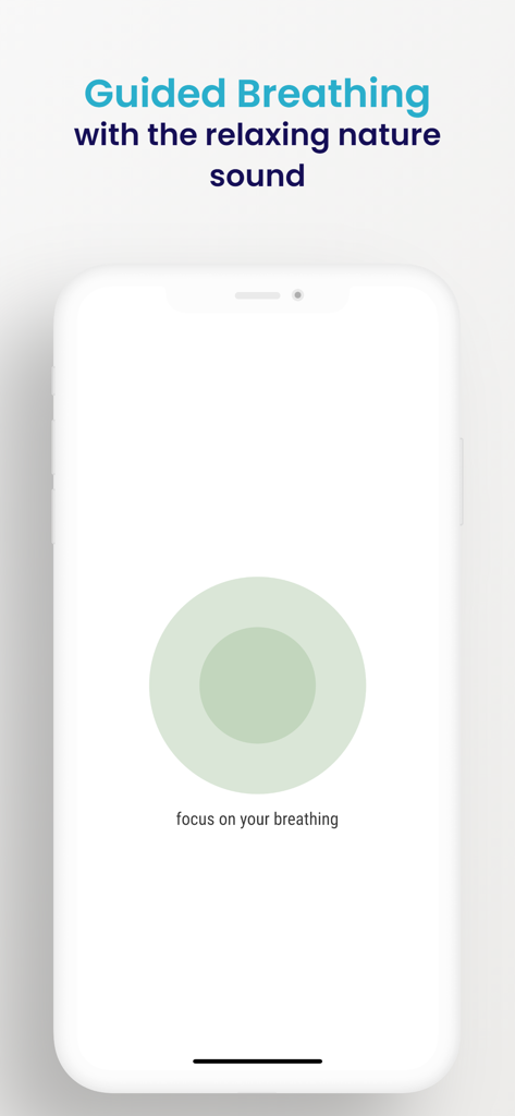 Breathe app interface showing a guided breathing exercise with a minimalist circular animation.