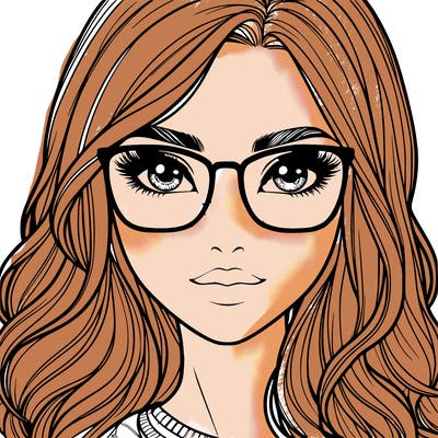 a realistic, beautiful girl with pretty eyes and long hair she has glasses and freckles