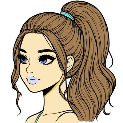realistic girl with a high ponytail