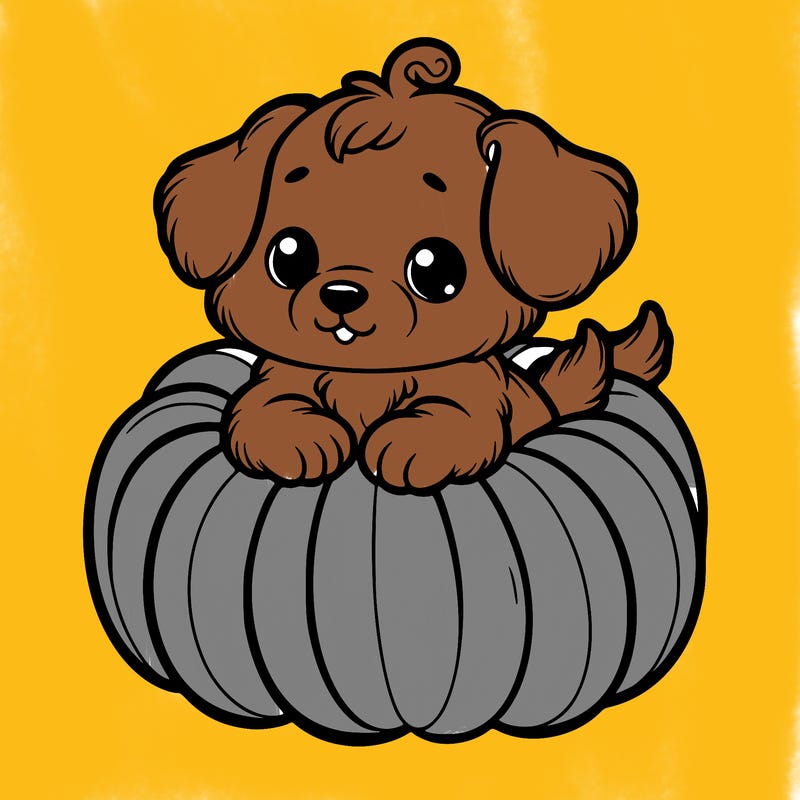 cute little puppy in a pumpkin