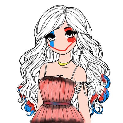 realistic girl with long hair and dress