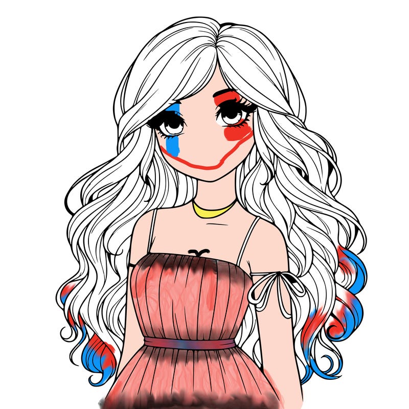 realistic girl with long hair and dress