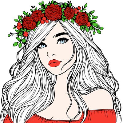 realistic girl with flower crown
