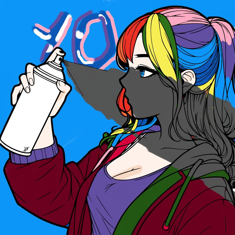 a realistic girl spray, painting