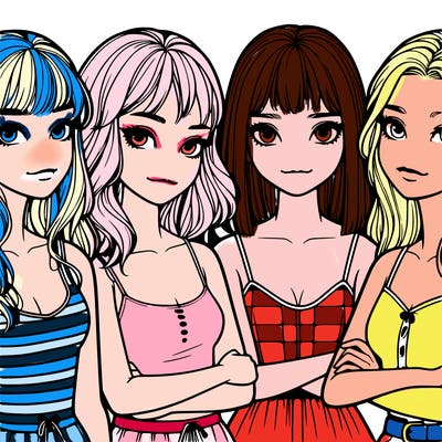 four realistic girls