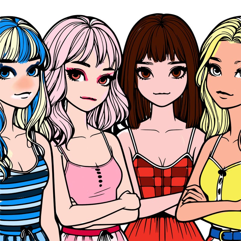 four realistic girls