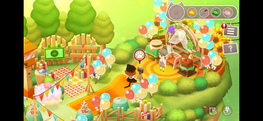 Stray Cat Doors 3: Chapter 2 - Un nivel de jardín brillante y acogedor en Stray Cat Doors 3 con personajes lindos y globos coloridos