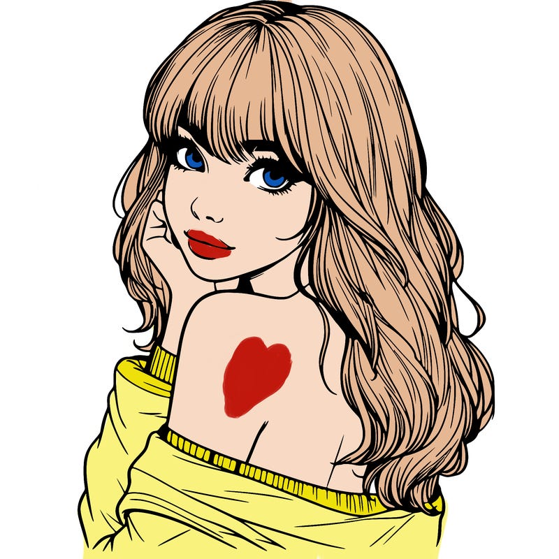 realistic girl with bangs looking over her shoulder