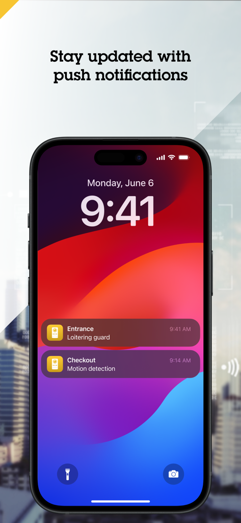Notificaciones push de la aplicación AXIS Camera Station Edge para alertas de seguridad en la pantalla de bloqueo de un iPhone