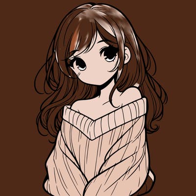 shy pretty girl wearing a sweater that is falling off one shoulder portrait