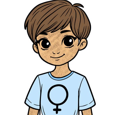 girl with pixie cut and feminist shirt