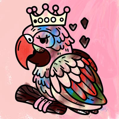 macaw with a crown