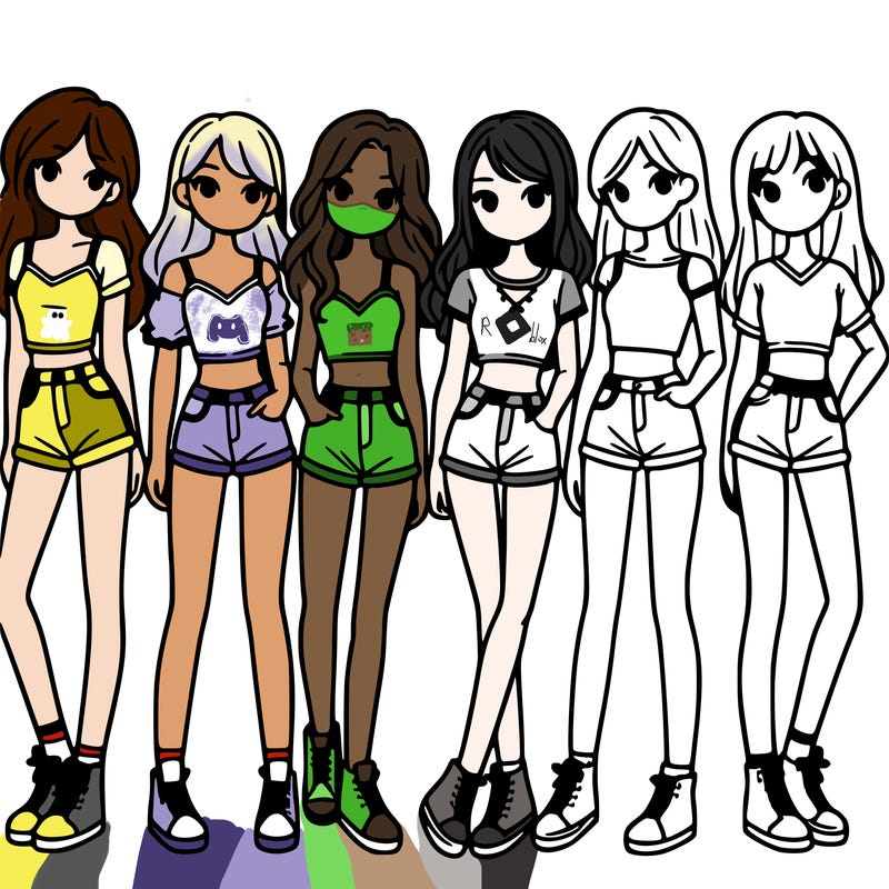 a group of girls wearing crop tops and shorts