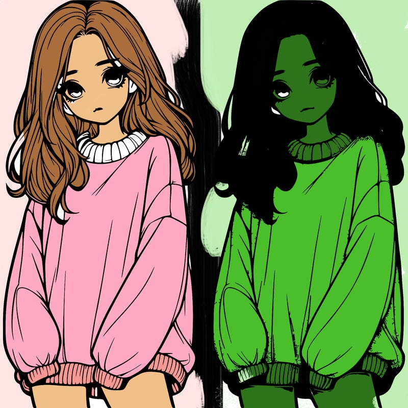 realistic girl with baggy sweater