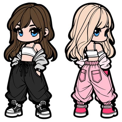 girl in crop top and baggy pants