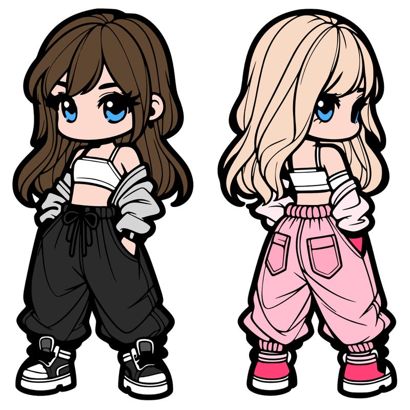 girl in crop top and baggy pants