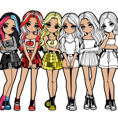 a group of girls realistic