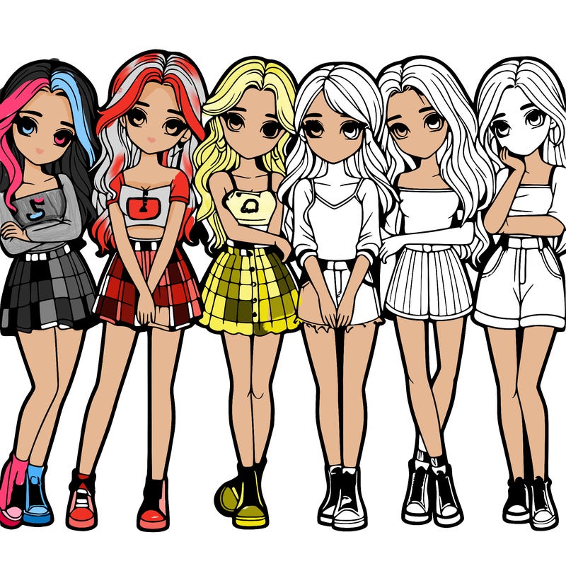 a group of girls realistic