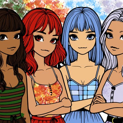four realistic girls